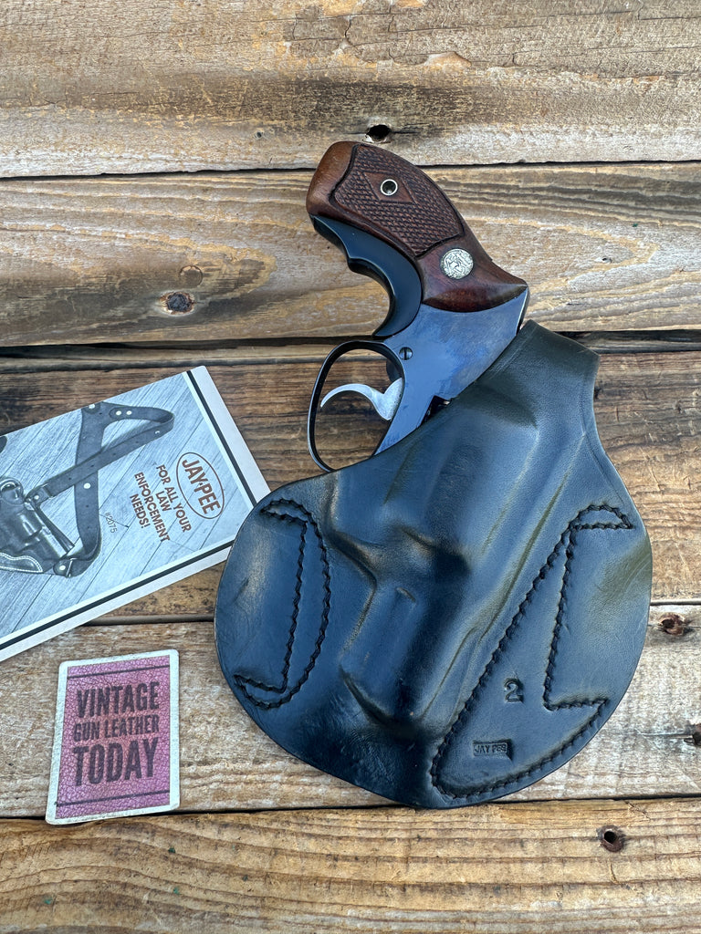 Vintage JAY PEE Black Leather OWB Holster for S&W Mod 36 37 Chief 2" Revolver