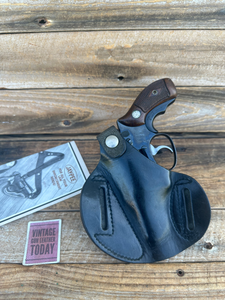 Vintage JAY PEE Black Leather OWB Holster for S&W Mod 36 37 Chief 2" Revolver