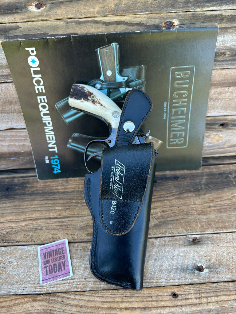 Vintage Bucheimer Federal Man B420 Black Leather Holster For S&W Medium K 4" 19