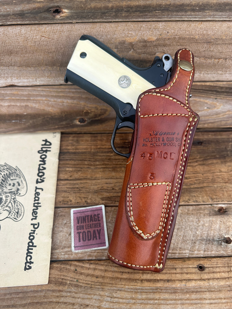 Vintage Alfonso's Brown Leather Lined Holster For 45 1911 5" Colt Government