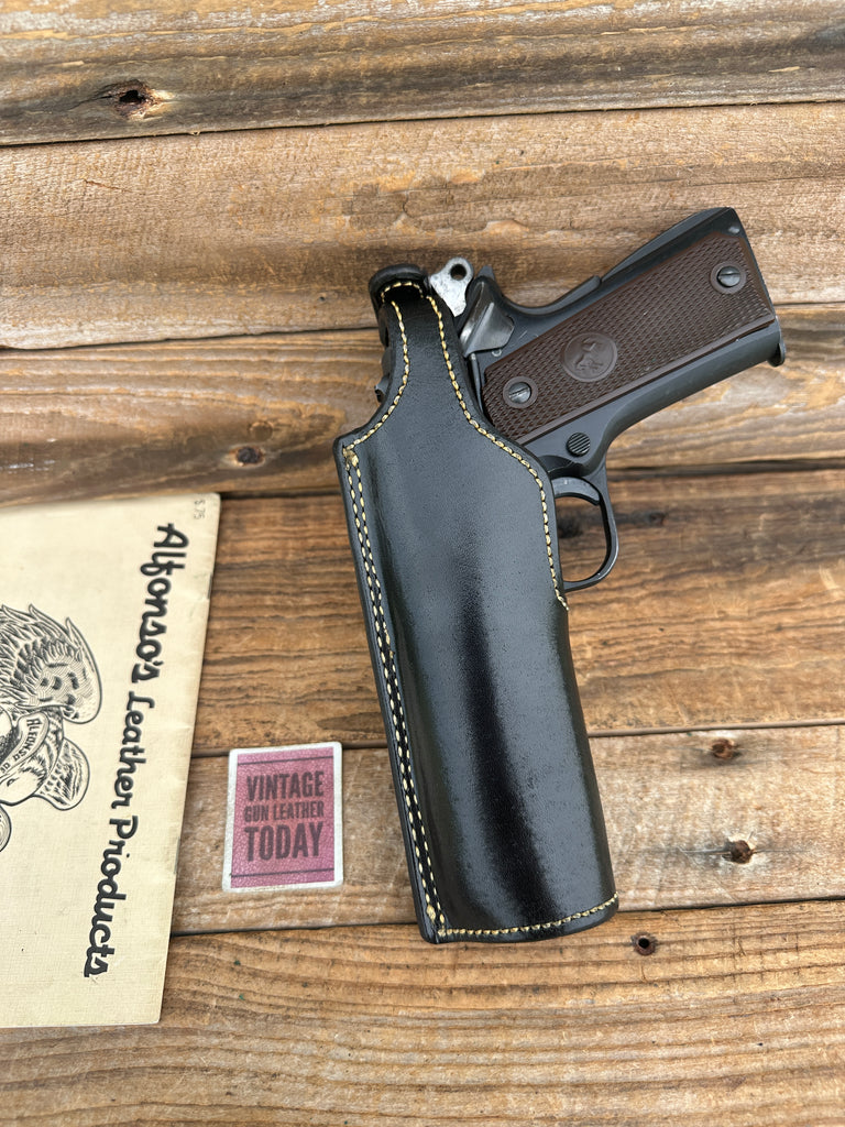 Vintage Alfonsos Plain Black Lined Holster For 5" Colt 45 1911 Threepersons Left