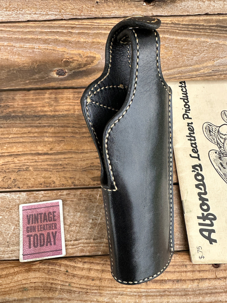 Vintage Alfonsos Black Leather High Ride Holster for 38 Super Commander Lined