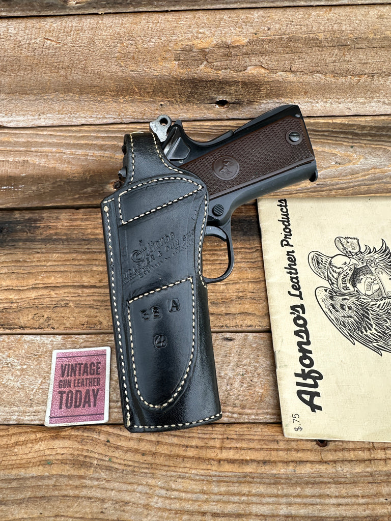 Vintage Alfonsos Black Leather High Ride Holster for 38 Super Commander Lined