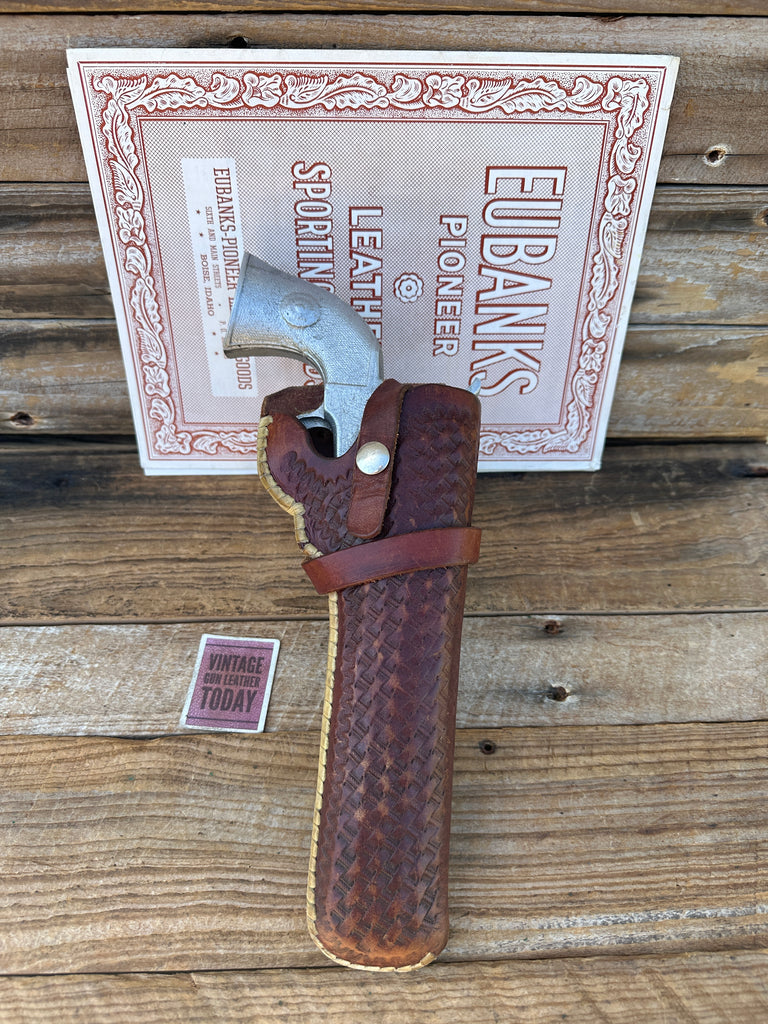 Vintage Brown Leather Stamped Laced Eubanks Holster For Ruger Colt Six SAA 6.5"