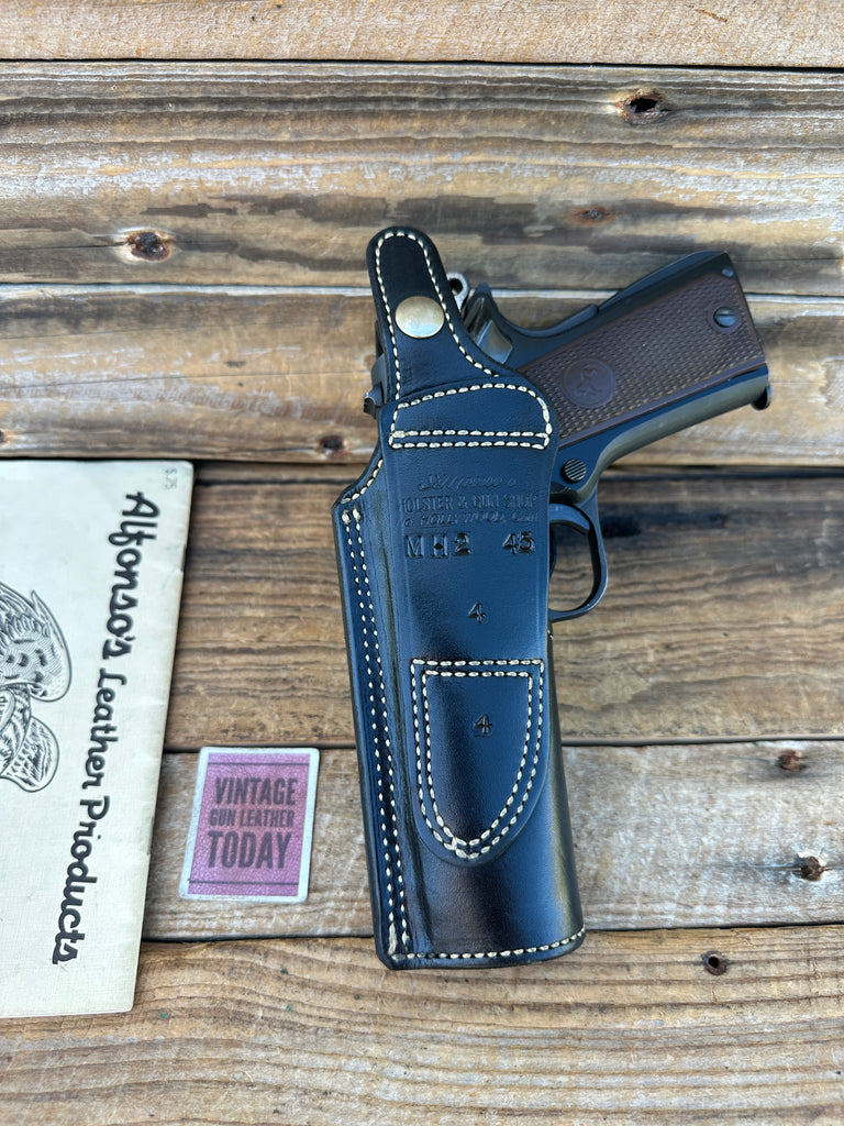 Vintage Alfonsos Plain Black  Lined Holster For 4.25" Colt 45 1911 Threepersons