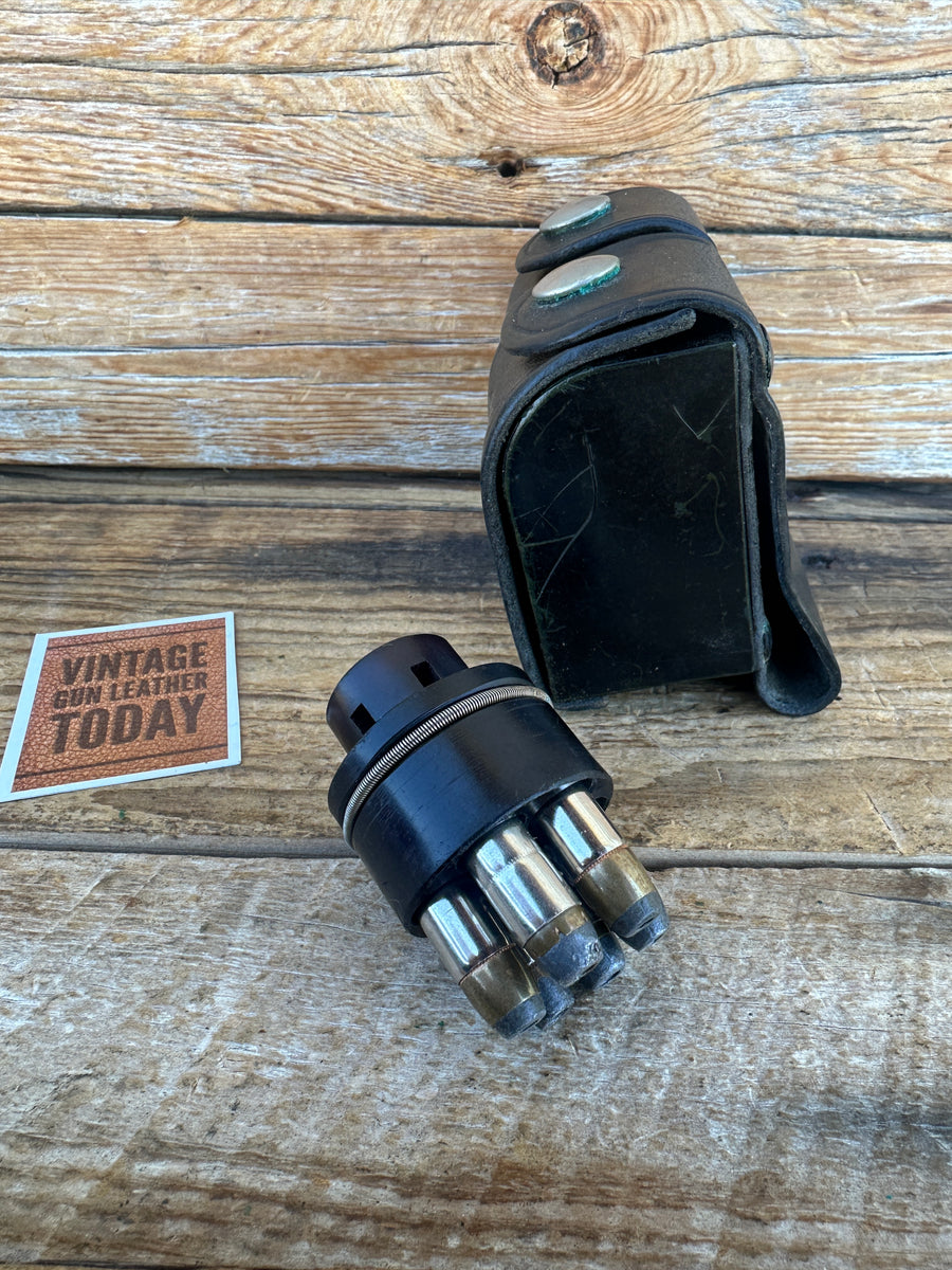 Vintage Police Black Leather Double Duty Loader Holder For Dade Colt P ...