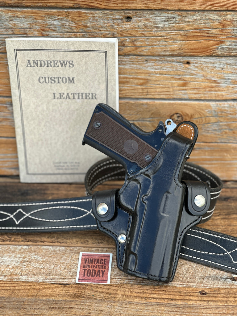 Andrews Leather Wrapid Black Leather Suede Lined Holster For 1911 Colt Commander
