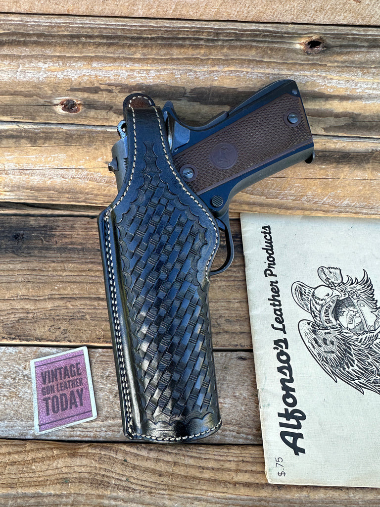 Vintage Alfonsos Black Basket OWB Holster For 4.25" Colt 45 1911 Threepersons