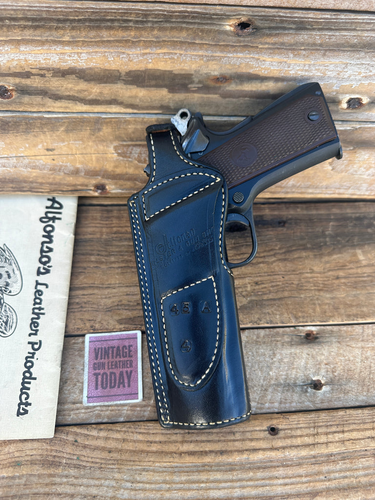 Vintage Alfonsos Plain Black Lined Holster For 5" Colt 45 1911 Threepersons TS S