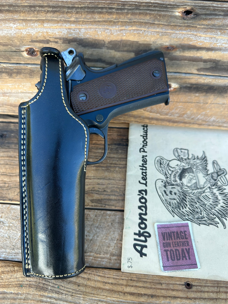 Vintage Alfonsos Plain Black Lined Holster For 5" Colt 45 1911 Threepersons TS,