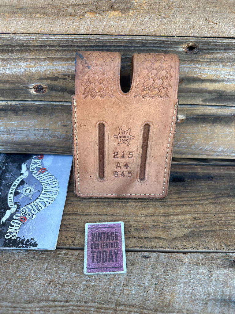 Tex Shoemaker Brown Basket Leather Quad 4 Magazine Carrier For Sig P220 645 1911