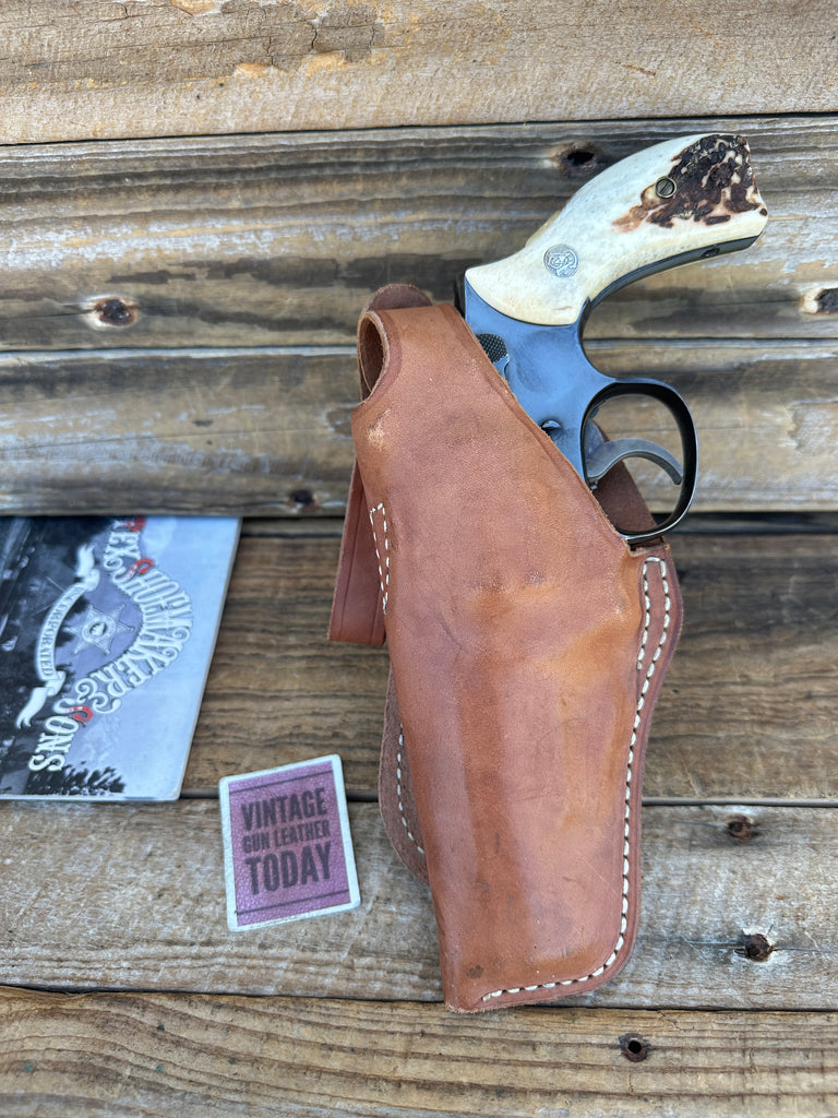 Vintage Tex Shoemaker 4PL Brown Leather Paddle Holster For S&W K Frame 4" 19 LFT