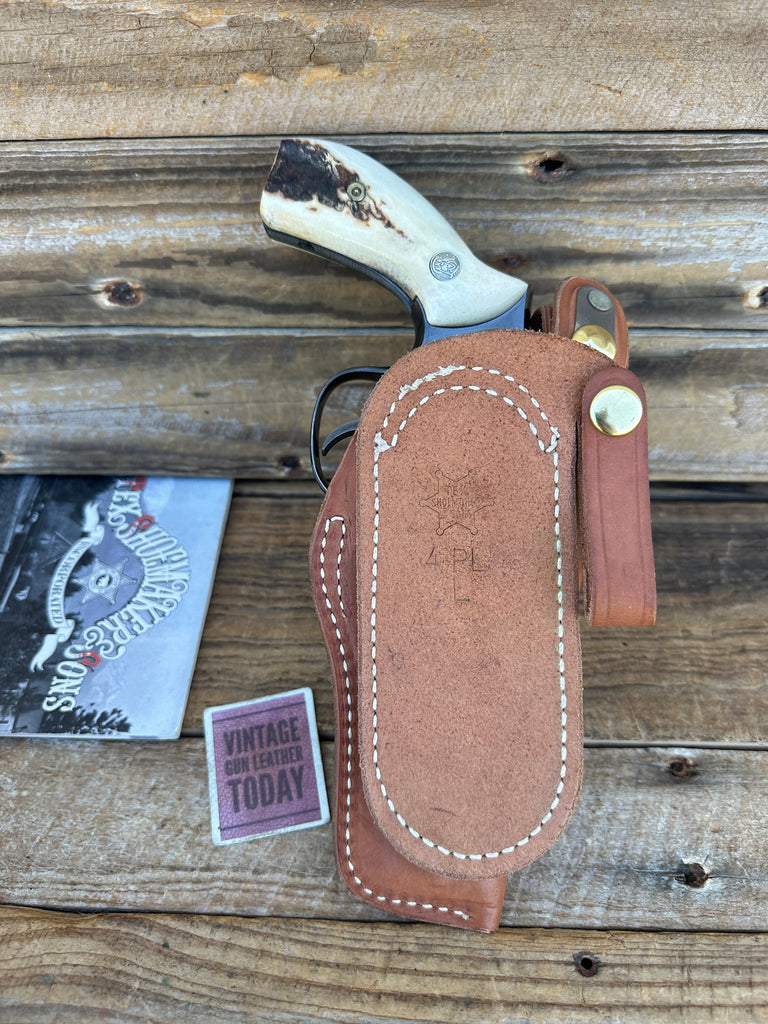 Vintage Tex Shoemaker 4PL Brown Leather Paddle Holster For S&W K Frame 4" 19 LFT