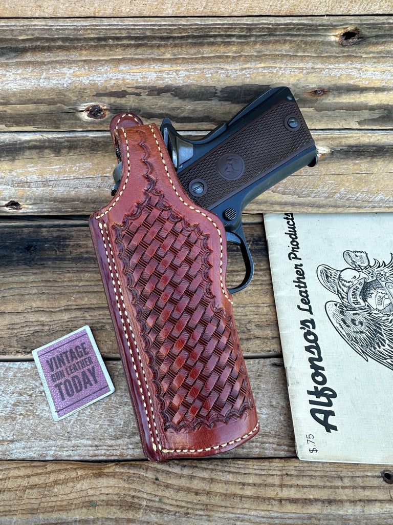 Vintage Alfonsos Brown Basketweave Leather Lined Holster For Colt Commander CD L