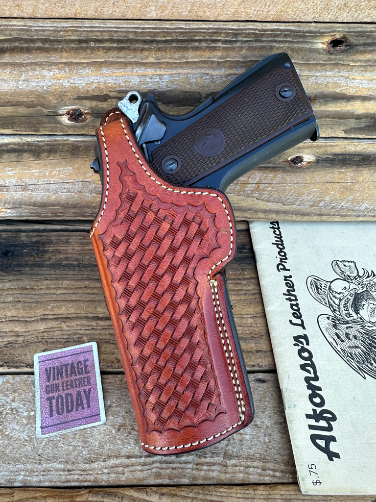 Vintage Alfonsos Brown Basket Leather Lined Holster For Colt Commander CD Left