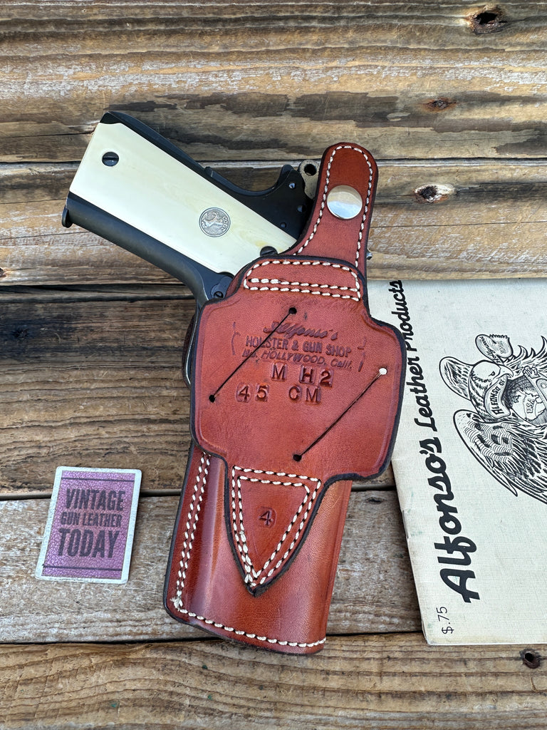 Vintage Alfonsos Brown Basket Leather Lined Holster For Colt Commander CD Left