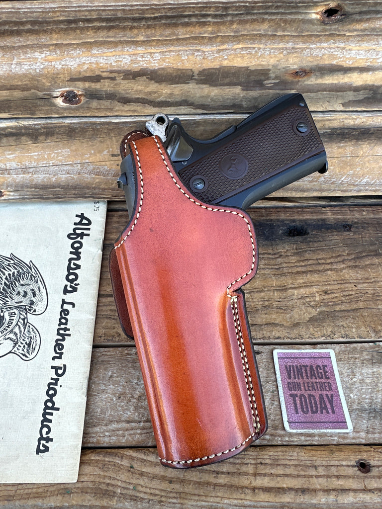 Vintage Alfonsos Plain Brown Leather Lined Holster For Colt 45 Commander CD Left
