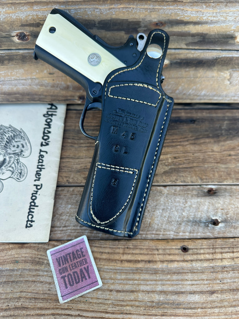 Vintage Alfonsos Black Leather High Ride Holster for  Commander Lined Left