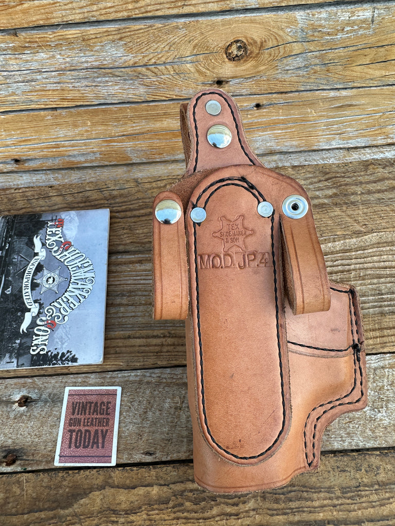 Vintage Tex Shoemaker Brown Leather Paddle Holster For JP4 Pepper Gun PIEXON