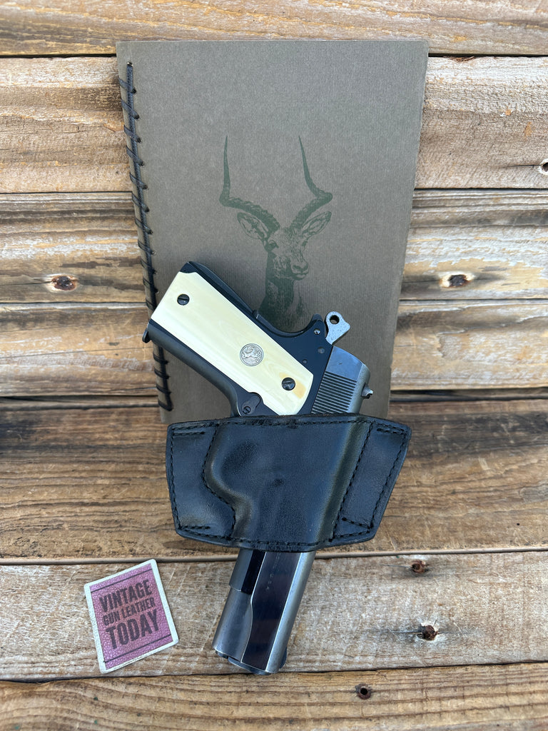 Vintage Safariland Black Leather Suede Lined Belt Slide For Colt 45 1911