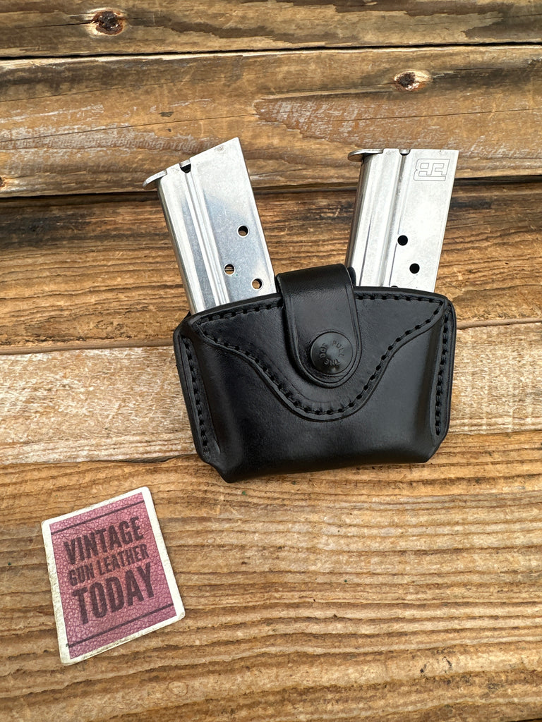 Palmetto Leather Works Black Leather Double Magazine Carrier for Colt 45 1911