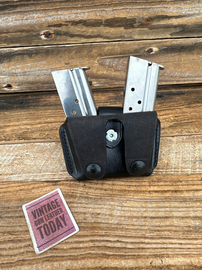 Palmetto Leather Works Black Leather Double Magazine Carrier for Colt 45 1911
