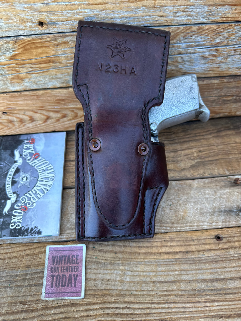 Vintage Tex Shoemaker N23H Lined Hanger Holster For S&W 469 669 Cordovan Brown