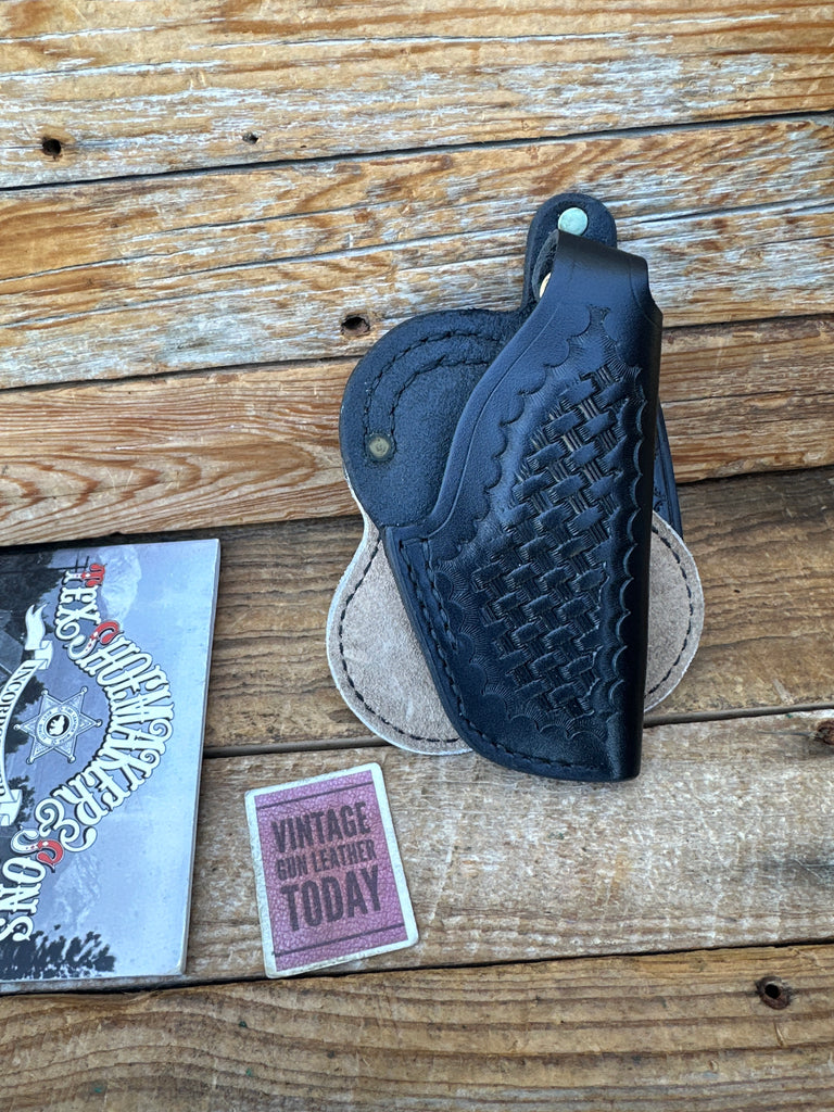 Vintage Tex Shoemaker Plain Black Leather 2PL Paddle Holster For S&W 36 2" CHP