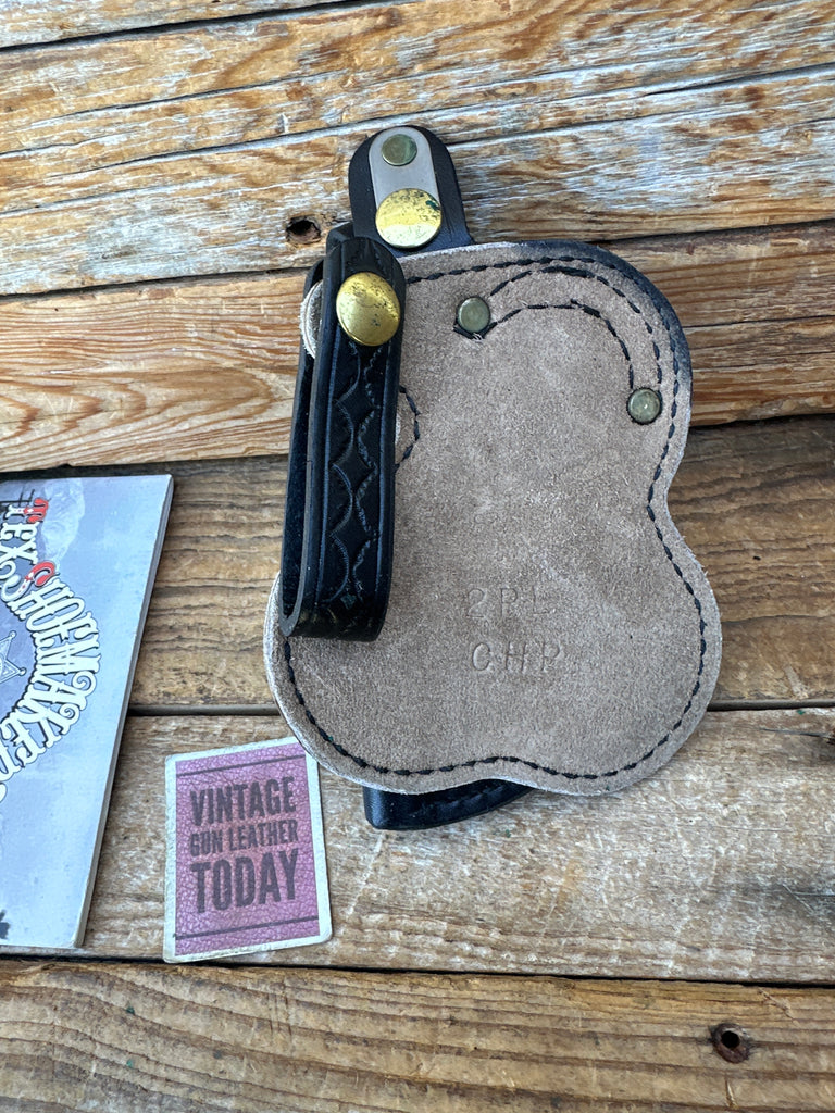 Vintage Tex Shoemaker Plain Black Leather 2PL Paddle Holster For S&W 36 2" CHP