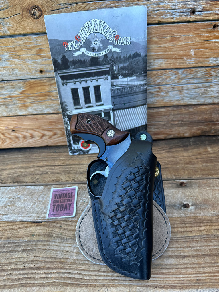 Vintage Tex Shoemaker Plain Black Leather 2PL Paddle Holster For S&W 36 2" CHP
