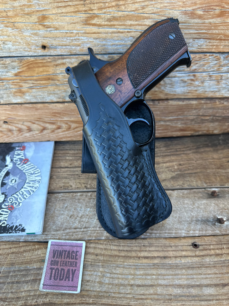 Tex Shoemaker Black Basket Leather 1SP PL Paddle Holster For S&W 439 59 39 LEFT