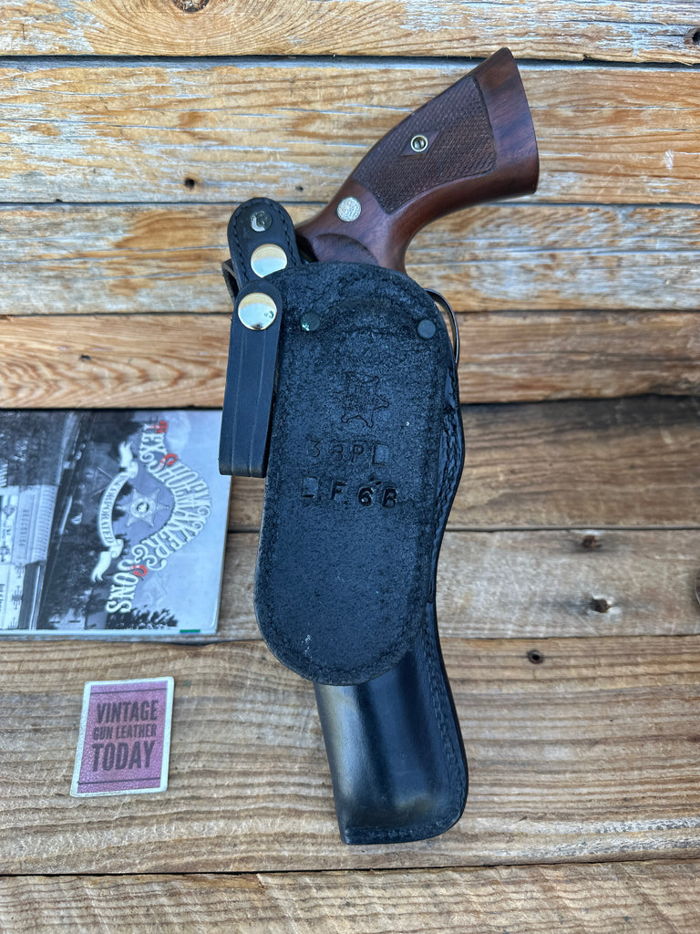 Vintage Tex Shoemaker Black Basket PL Holster for S&W Medium K frame Revolver 6"