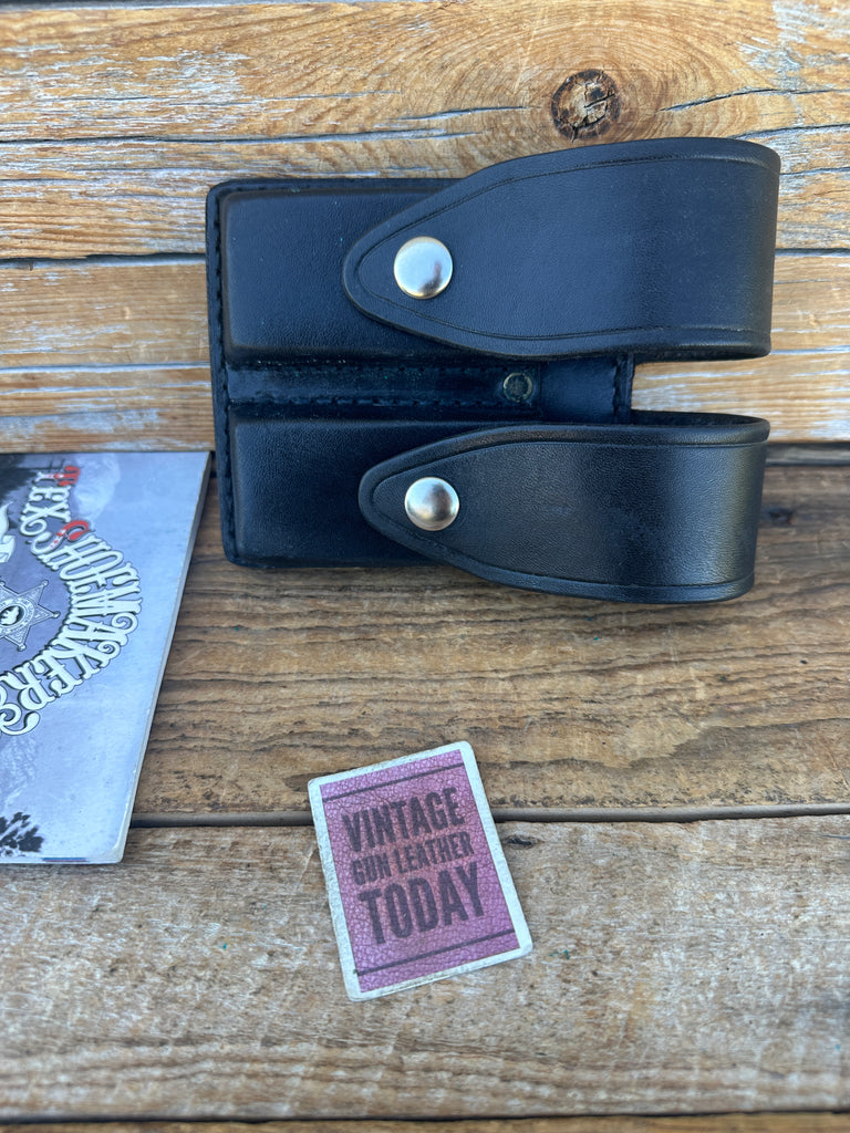 Tex Shoemaker Black Plain Leather  Double Magazine Carrier 645 P220 1911 Horiz.