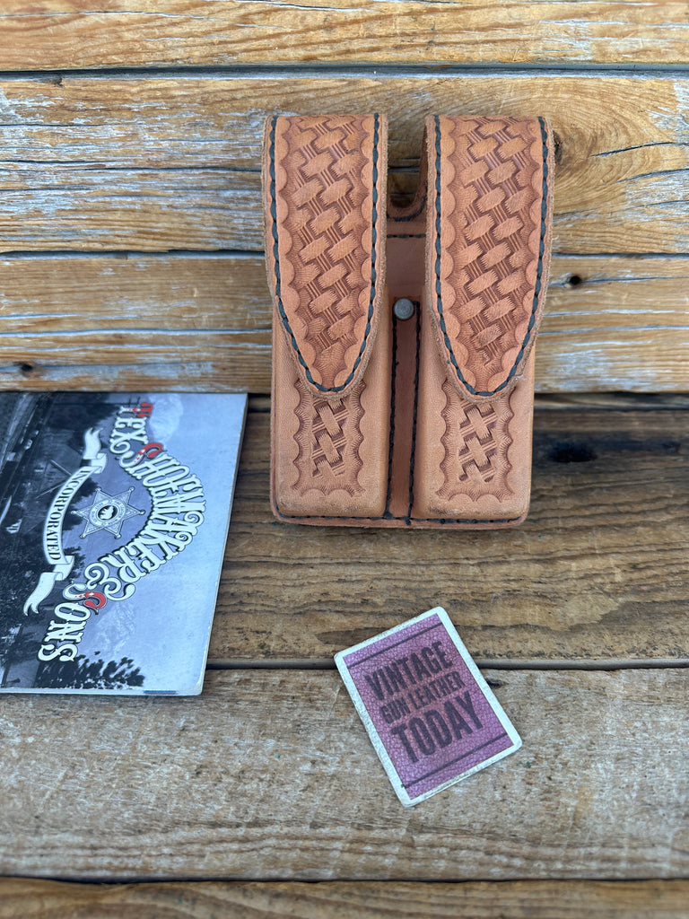 intage Tex Shoemaker Brown Basket Double Magazine Carrier For 226 228 229 92F