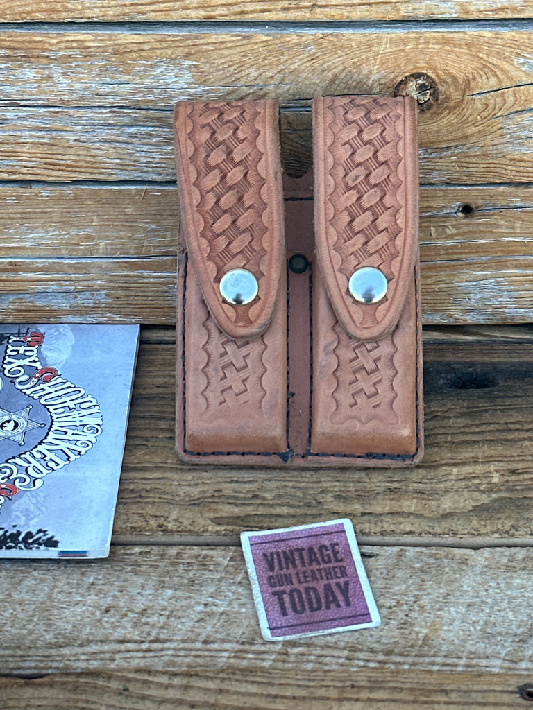 Vintage Tex Shoemaker Brown Basket Double Magazine Carrier For Sig P225 P7 39