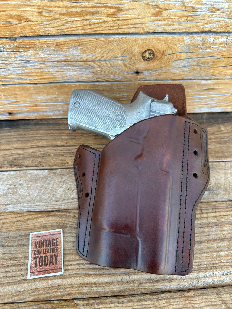 Brown leather Open Top OWB Leather Holster For Sig P220 P226 With Tactical Light
