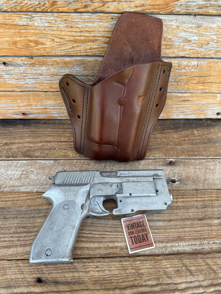 Brown leather Open Top OWB Leather Holster For Sig P220 P226 With Tactical Light