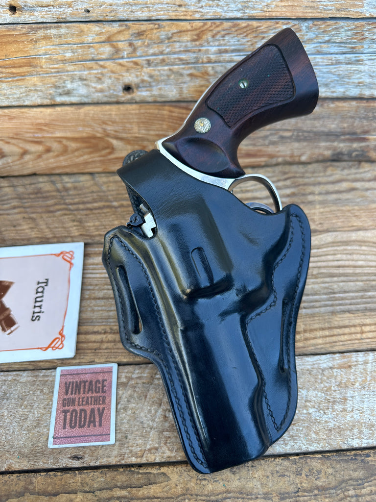 Vintage Mike Taurisano Black Leather OWB Holster For S&W 4" K Frame Revolver 19