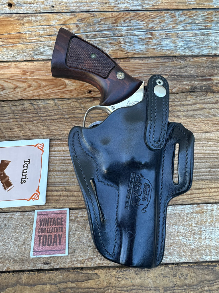 Vintage Mike Taurisano Black Leather OWB Holster For S&W 4" K Frame Revolver 19