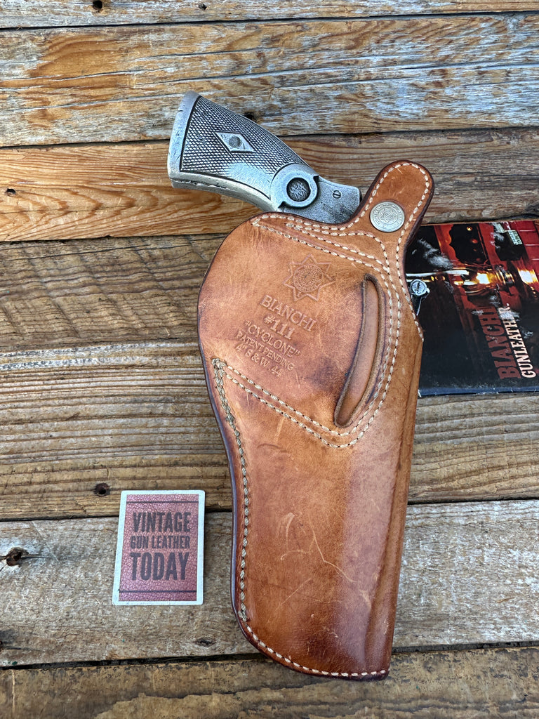 Vintage Bianchi Cyclone Leather Lined Holster For Large N 27 28 29 Revolver 6.5