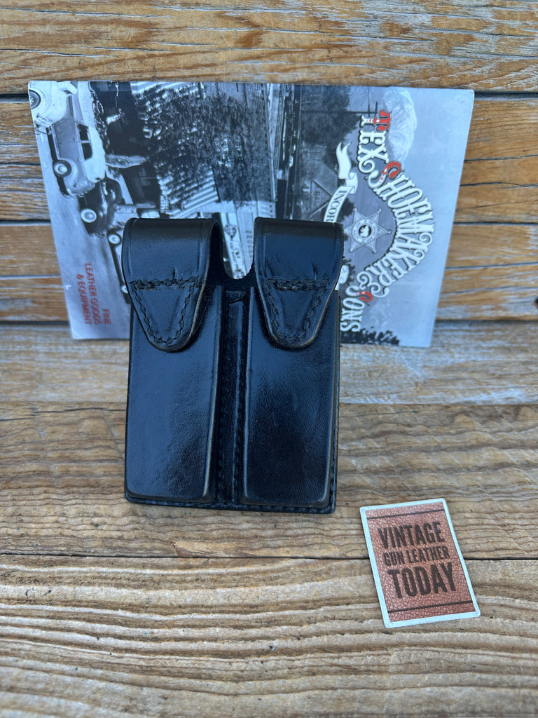 Vintage Tex Shoemaker Black Leather Double Magazine Carrier VH For H&K P7 P7M8