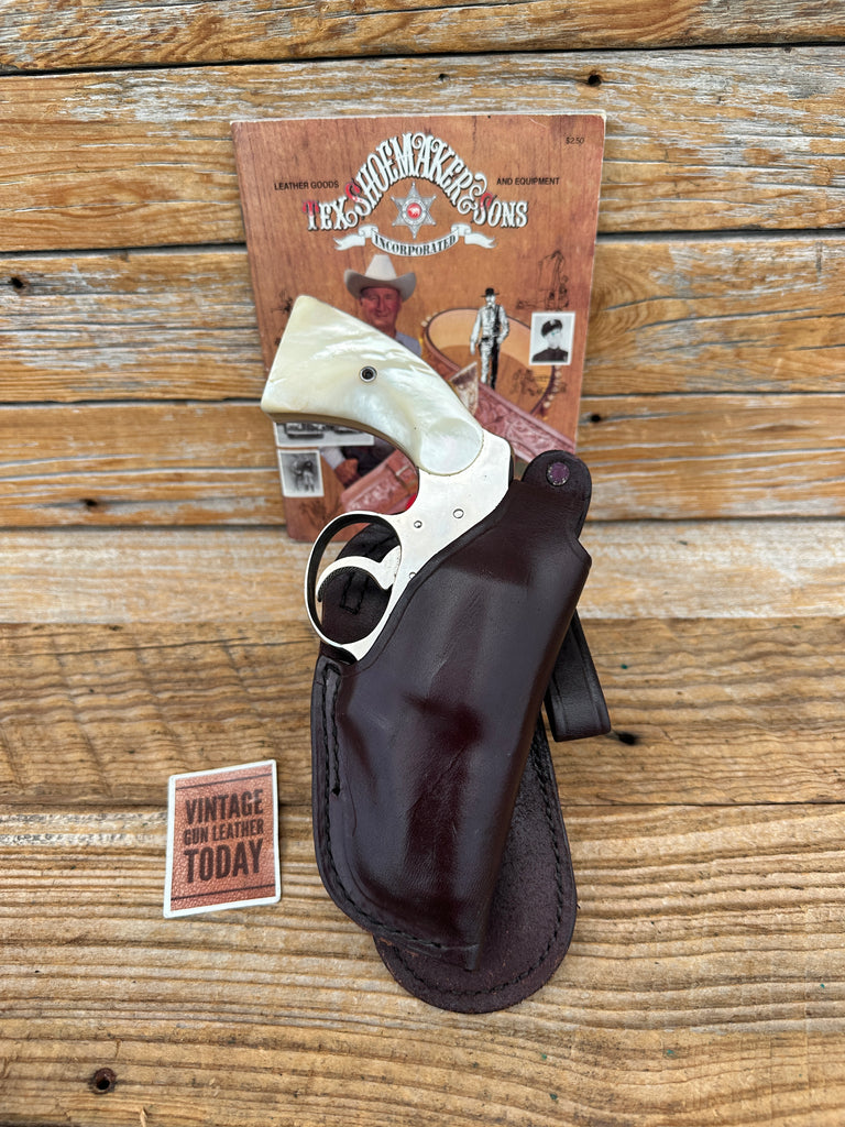 Vintage Tex Shoemaker Plain Brown Leather Paddle Holster For Colt Detective 2"