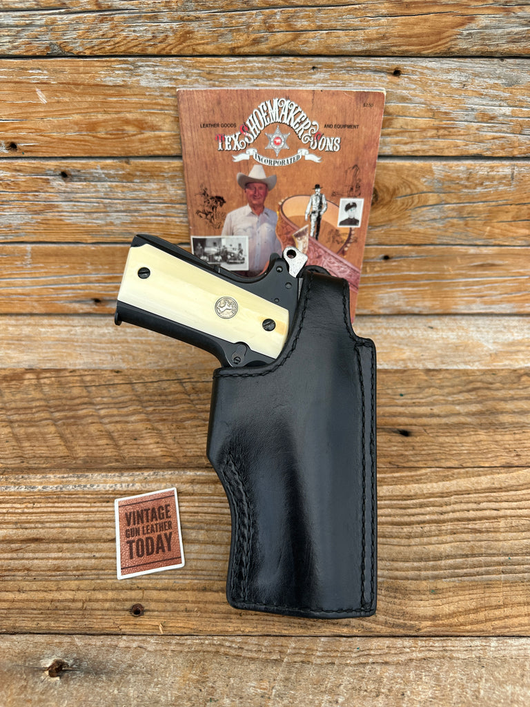 Vintage Tex Shoemaker Black Lined Basket Leather Commander Holster 45 1911 CMD