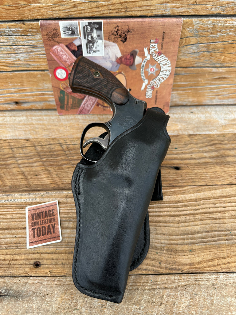 Vintage Tex Shoemaker 4PL Black Leather Paddle Holster For S&W K Frame 4" 10 19
