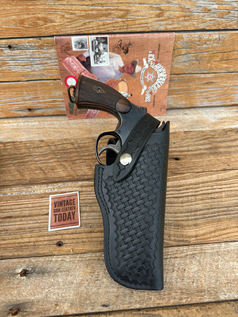 Vintage Tex Shoemaker 4S Black Basket Leather OWB Holster For S&W M&P 10 K 4" R
