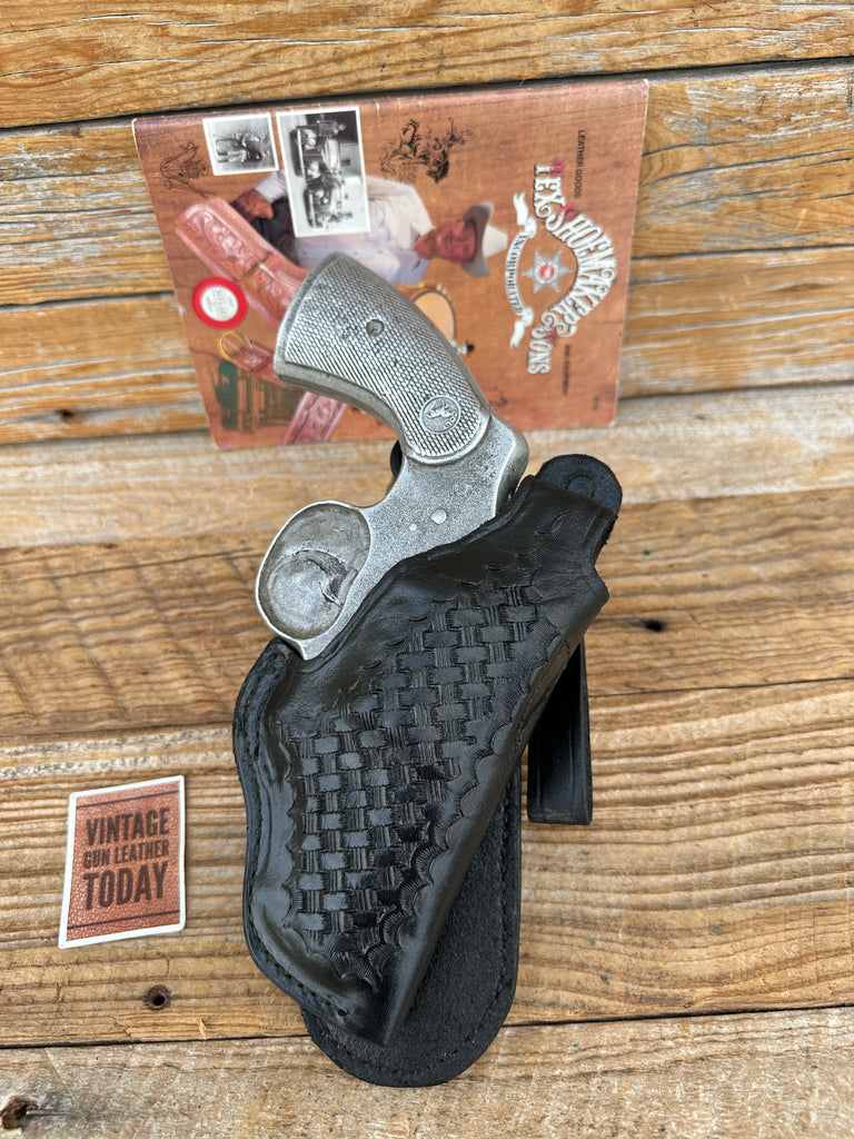 Tex Shoemaker 5PL Black Basket Leather Paddle Holster For Colt Python 2.5"