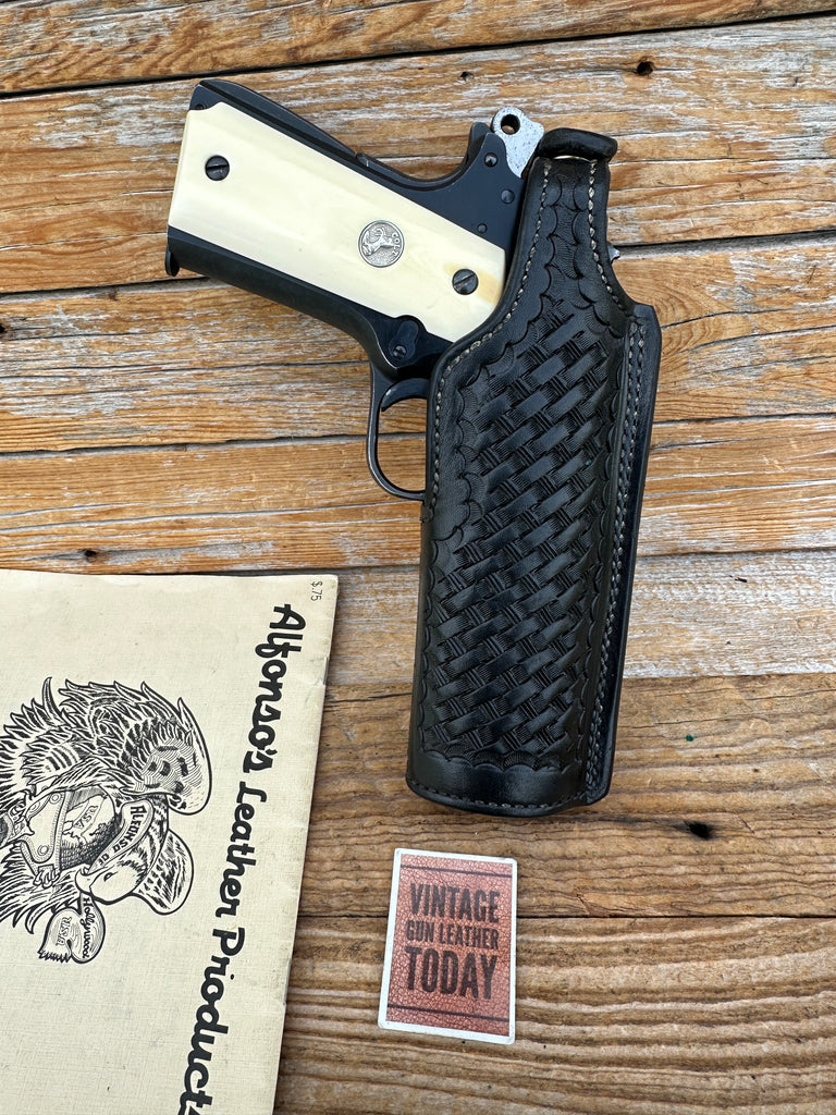 Vintage Alfonsos Black Basket Lined  Holster For 4.25" Colt 45 1911 Commander