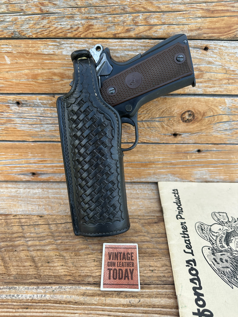 Vintage Alfonsos Black Basket Lined  Holster For 4.25" Colt 45 1911 Commander LF