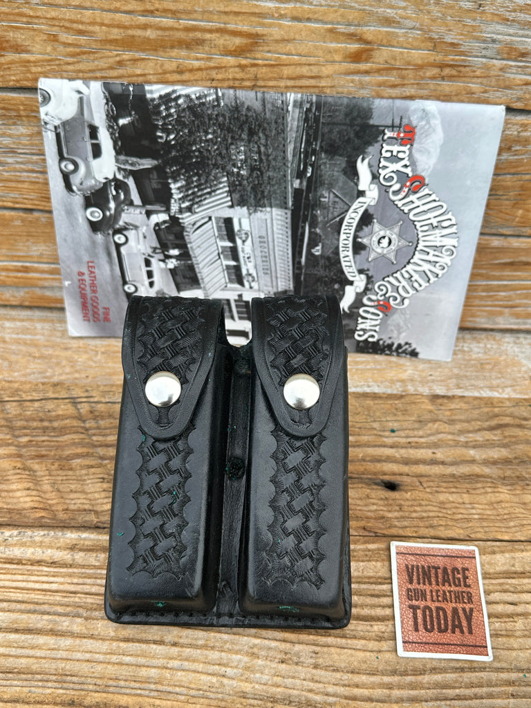 Tex Shoemaker Black Basket Leather 4 FOUR Magazine Carrier For H&K P7 P7M8 P239