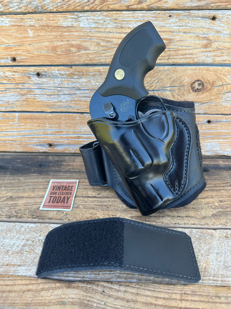 5 Shot Leather Black Ankle Holster Rig Fir S&W J Frame Revolver LEFT w Extension